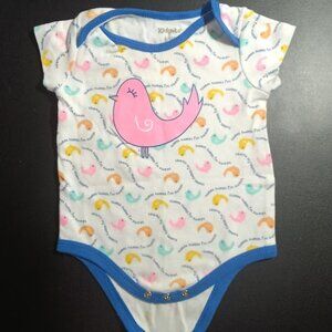 Kidgets Size 6-9M One Piece Bird Tweet Baby Toddler Clothes White
